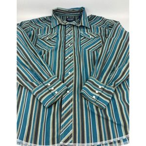 Wrangler XXL 2XL Multicolor Striped Western Long Sleeve Pearl Snap Button Shirt